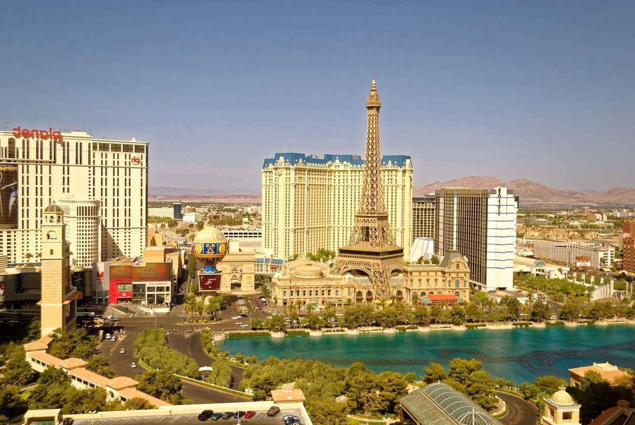 View of strip from rooftop terrace
